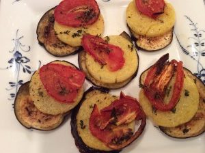 ROASTED EGGPLANT, TOMATO, AND POLENTA APPETIZER