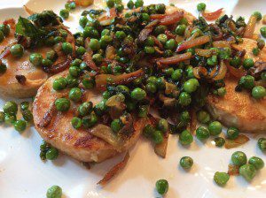 SALMON WITH SAUTEED BEETS AND PEAS