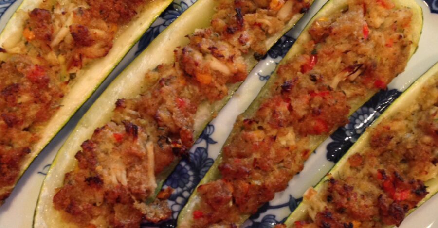 CRAB STUFFED ZUCCHINI BOATS