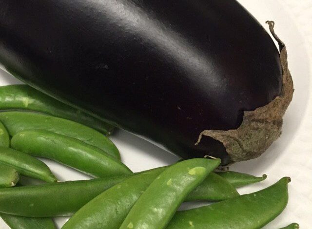 EGGPLANT AND SNOW PEAS