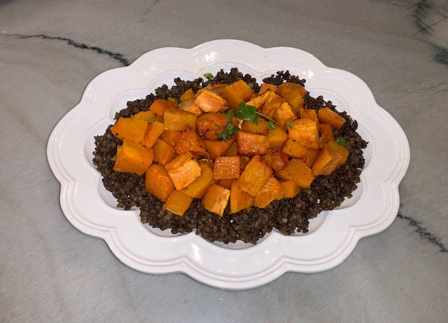 Fall Cooking: Black Lentils and Roasted Butternut Squash