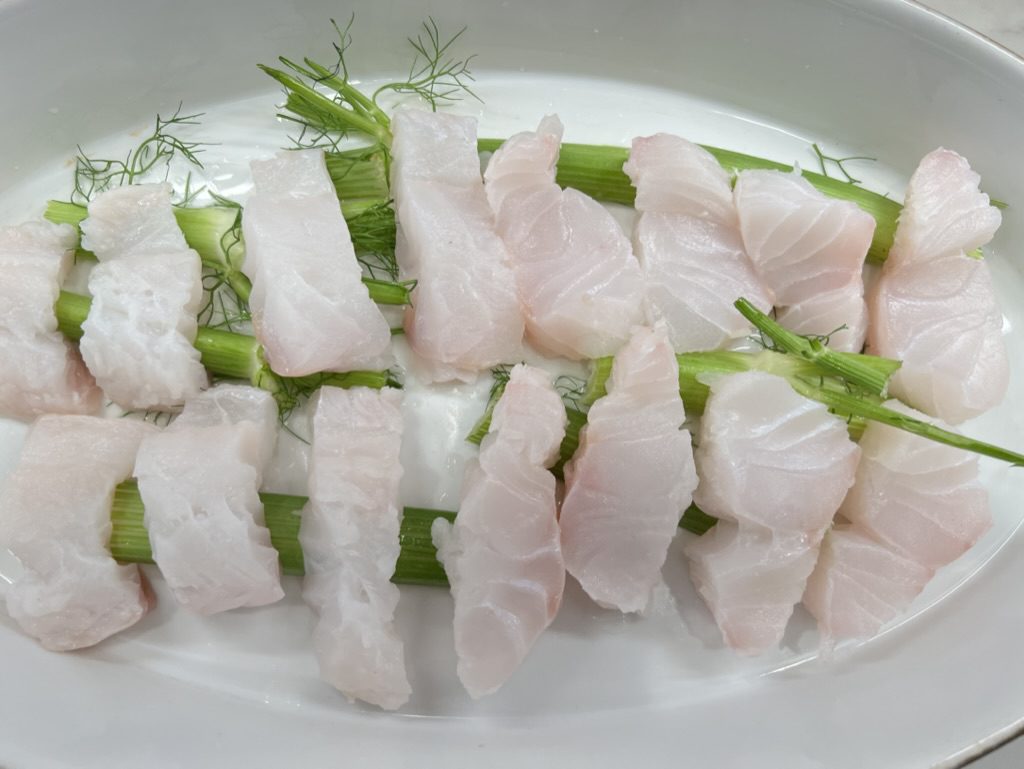 Cod over fennel before baking