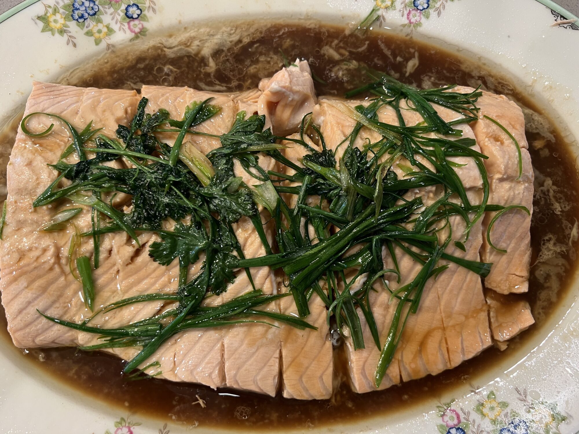 Boiled salmon and TCM