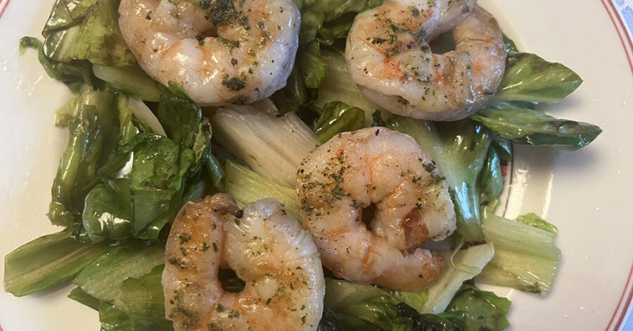 SHRIMP OVER WARM ESCAROLE