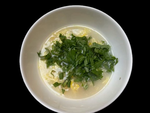 GOLDEN CORN SOUP WITH ARUGULA